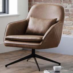 Julian Bowen Bowery Brown Faux Leather Swivel Chair - Size: Single - Wilko - thumbnail 1