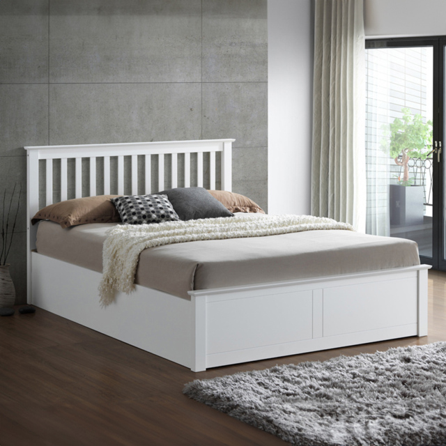 Malmo Double White Wooden Ottoman Bed Frame - Bedmaster - Wilko - image 1