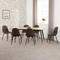 Seconique Hamilton Athens Oak Effect PU 6 Seater Dining Table Set Brown - Multi - Wilko - thumbnail 1