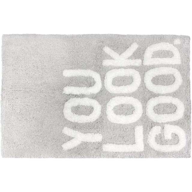 Mooky Mats You Look Good Slogan Bath Mat 50 x 80cm - Grey - Wilko - image 1
