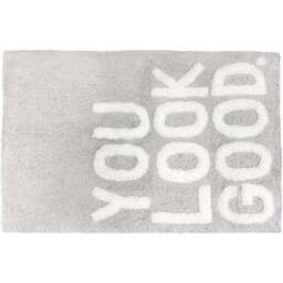 Mooky Mats You Look Good Slogan Bath Mat 50 x 80cm - Grey - Wilko