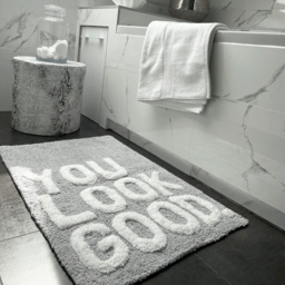 Mooky Mats You Look Good Slogan Bath Mat 50 x 80cm - Grey - Wilko - thumbnail 3