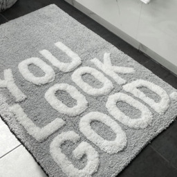 Mooky Mats You Look Good Slogan Bath Mat 50 x 80cm - Grey - Wilko - thumbnail 4