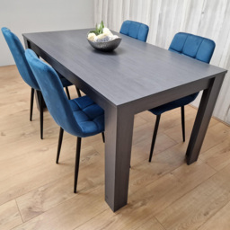 Portland 4 Seater Dining Set Dark Grey and Blue - Wilko - thumbnail 3