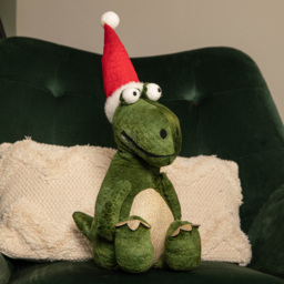 Samuel Alexander Green Sitting Christmas Dinosaur with Santa Hat - Size: 48 x 17 x 27cm - Wilko - thumbnail 3