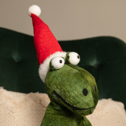 Samuel Alexander Green Sitting Christmas Dinosaur with Santa Hat - Size: 48 x 17 x 27cm - Wilko - thumbnail 4