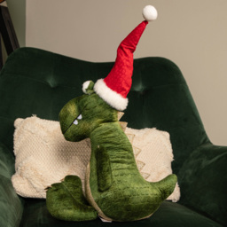Samuel Alexander Green Sitting Christmas Dinosaur with Santa Hat - Size: 48 x 17 x 27cm - Wilko - thumbnail 6