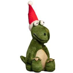 Samuel Alexander Green Sitting Christmas Dinosaur with Santa Hat - Size: 48 x 17 x 27cm - Wilko