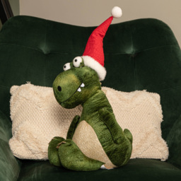 Samuel Alexander Green Sitting Christmas Dinosaur with Santa Hat - Size: 48 x 17 x 27cm - Wilko - thumbnail 5