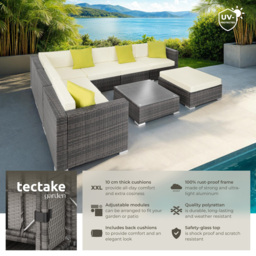 tectake Marbella 7 Seater Grey Rattan Garden Corner Lounge Set - Wilko - thumbnail 7