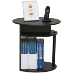 Walplus Jaya 2 Shelf Walnut Simple Design Oval End Table - Size: 39.37 x 49.02 x 48.01cm - Black - Wilko - thumbnail 6