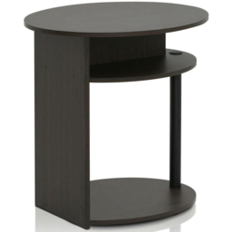 Walplus Jaya 2 Shelf Walnut Simple Design Oval End Table - Size: 39.37 x 49.02 x 48.01cm - Black - Wilko - thumbnail 3