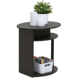 Walplus Jaya 2 Shelf Walnut Simple Design Oval End Table - Size: 39.37 x 49.02 x 48.01cm - Black - Wilko - thumbnail 5