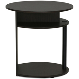 Walplus Jaya 2 Shelf Walnut Simple Design Oval End Table - Size: 39.37 x 49.02 x 48.01cm - Black - Wilko - thumbnail 4