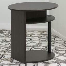 Walplus Jaya 2 Shelf Walnut Simple Design Oval End Table - Size: 39.37 x 49.02 x 48.01cm - Black - Wilko