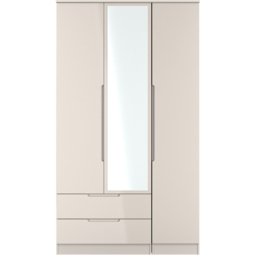 Crowndale Milan 3 Door 2 Drawer Kashmir Gloss and Kashmir Tall Mirrored Wardrobe Ready Assembled - Size: 2 Door 2 Drawer - Kashmir Gloss & Kashmir - W - thumbnail 4