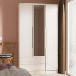 Crowndale Milan 3 Door 2 Drawer Kashmir Gloss and Kashmir Tall Mirrored Wardrobe Ready Assembled - Size: 2 Door 2 Drawer - Kashmir Gloss & Kashmir - W