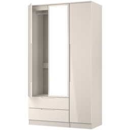 Crowndale Milan 3 Door 2 Drawer Kashmir Gloss and Kashmir Tall Mirrored Wardrobe Ready Assembled - Size: 2 Door 2 Drawer - Kashmir Gloss & Kashmir - W - thumbnail 6
