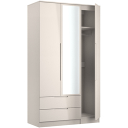 Crowndale Milan 3 Door 2 Drawer Kashmir Gloss and Kashmir Tall Mirrored Wardrobe Ready Assembled - Size: 2 Door 2 Drawer - Kashmir Gloss & Kashmir - W - thumbnail 7