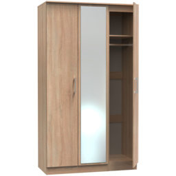 Crowndale Devon Ready Assembled 3 Door Bardolino Oak Mirror Wardrobe - Brown - Wilko - thumbnail 7