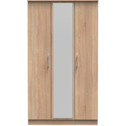 Crowndale Devon Ready Assembled 3 Door Bardolino Oak Mirror Wardrobe - Brown - Wilko - thumbnail 4