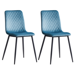 Lexi Set of 2 Light Blue Velvet Fabric Dining Chairs - MCC - Wilko - thumbnail 5