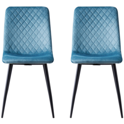 Lexi Set of 2 Light Blue Velvet Fabric Dining Chairs - MCC - Wilko - thumbnail 4