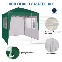 Green Pop Up Outdoor Canopy Tent with Removable Sidewalls 2 x 2m - MCC - Wilko - thumbnail 7