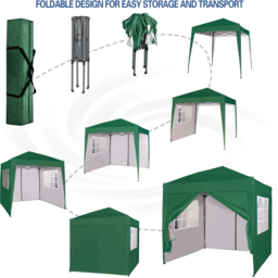 Green Pop Up Outdoor Canopy Tent with Removable Sidewalls 2 x 2m - MCC - Wilko - thumbnail 4
