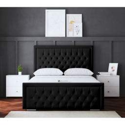DS Living Allegra Super King Black Upholstered Ottoman Bed with Headboard - Wilko - thumbnail 5