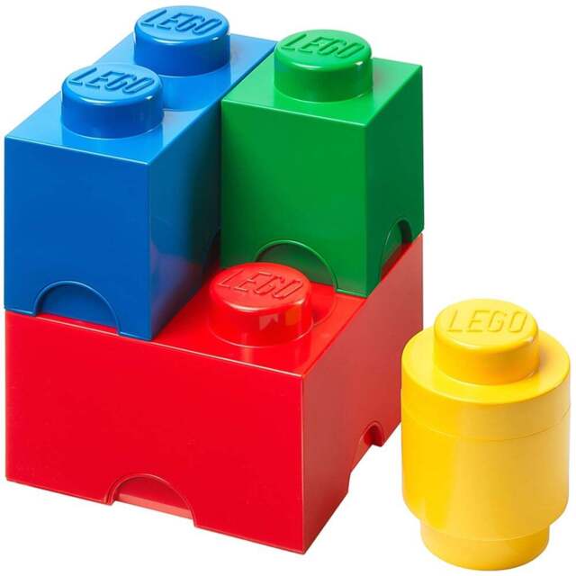 LEGO Set of 4 Storage Bricks - Size: 25 x 25 x 18cm - Multi - Wilko - image 1