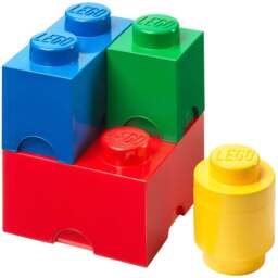 LEGO Set of 4 Storage Bricks - Size: 25 x 25 x 18cm - Multi - Wilko