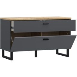 Florence Klara Single Door Single Drawer Grey and Oak TV Unit - Size: 57.7 x 95.4 x 41.3cm - Multi - Furniture To Go - Wilko - thumbnail 5