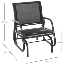 Outsunny Gliding Swing Chair Dark Grey - Size: 85 x 66 x 75cm - Wilko - thumbnail 7