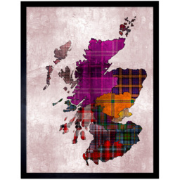 Wee Blue Coo Scotland Tartan Regions Scottish Clan Map Framed Wall Art Print 30 x 41cm - Size: 43.3 x 33.3 x 1.5cm - Purple - Wilko - thumbnail 1