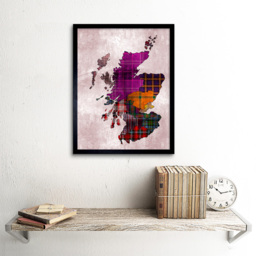 Wee Blue Coo Scotland Tartan Regions Scottish Clan Map Framed Wall Art Print 30 x 41cm - Size: 43.3 x 33.3 x 1.5cm - Purple - Wilko - thumbnail 3
