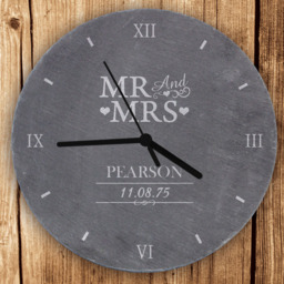Personalised Memento Personalised Mr and Mrs Slate Clock - Size: 2.4 x 2.4 x 0.4cm - Black - Wilko - thumbnail 3