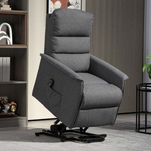 HOMCOM Dark Grey Power Lift Electric Recliner Chair with Remote - Size: Single - Wilko - image 1