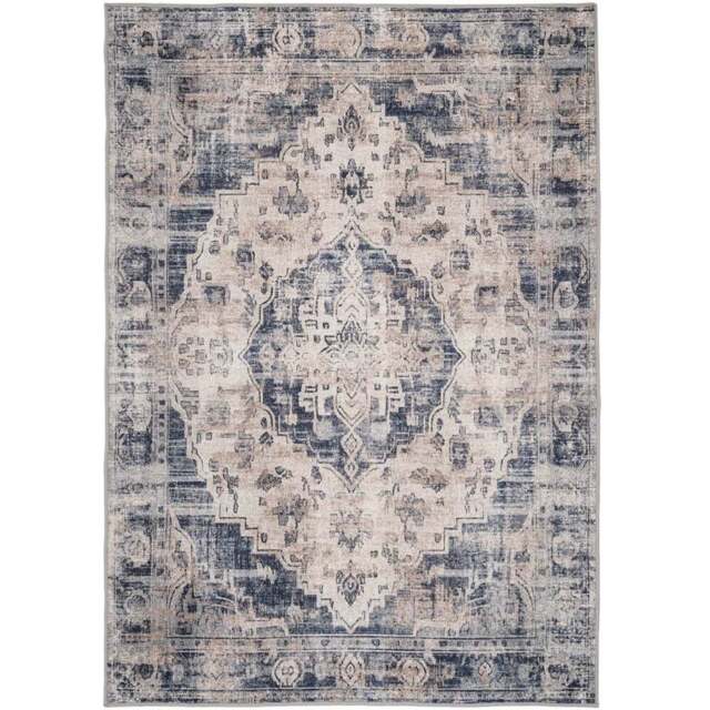 Kukoon Distressed Vintage Medallion Beige Blue Washable Rug 160 x 230cm - n/a - Wilko - image 1