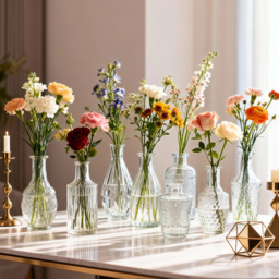 Living and Home 10 Piece Clear Small Glass Bud Vase Set - Size: 13 x 6 x 6cm - Wilko - thumbnail 3