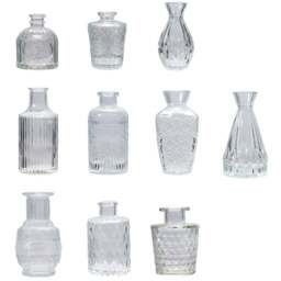 Living and Home 10 Piece Clear Small Glass Bud Vase Set - Size: 13 x 6 x 6cm - Wilko - thumbnail 1