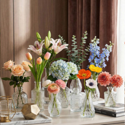 Living and Home 10 Piece Clear Small Glass Bud Vase Set - Size: 13 x 6 x 6cm - Wilko - thumbnail 4