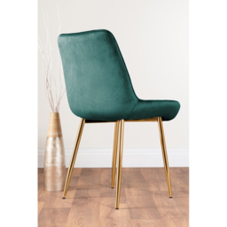 Furniturebox Cesano Set of 2 Green and Gold Velvet Dining Chair - Wilko - thumbnail 5
