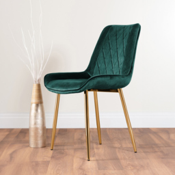 Furniturebox Cesano Set of 2 Green and Gold Velvet Dining Chair - Wilko - thumbnail 7
