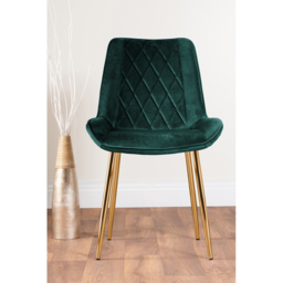 Furniturebox Cesano Set of 2 Green and Gold Velvet Dining Chair - Wilko - thumbnail 3