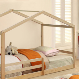 Brooklyn Single Natural Wooden House Style Bed Frame - Cream - Wilko - thumbnail 3