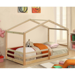 Brooklyn Single Natural Wooden House Style Bed Frame - Cream - Wilko - thumbnail 4