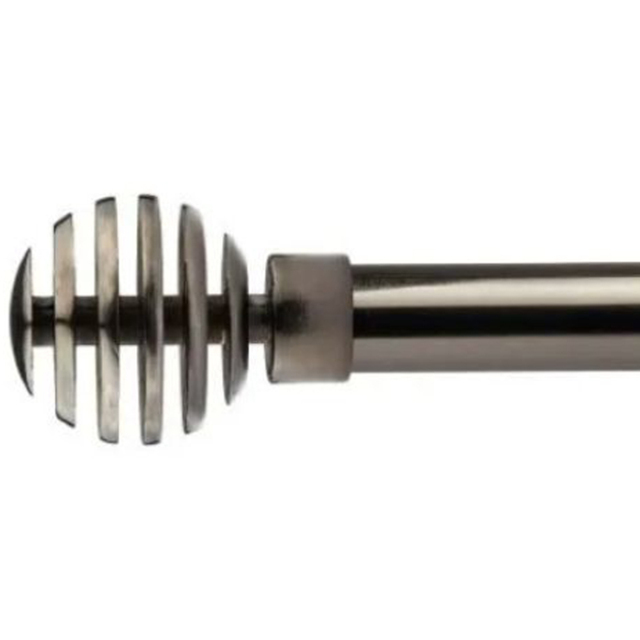 New Edge Blinds Geneva 160-300cm Extendable Black Silk Eyelet Metal Curtain Pole Set - Wilko - image 1
