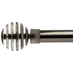 New Edge Blinds Geneva 160-300cm Extendable Black Silk Eyelet Metal Curtain Pole Set - Wilko