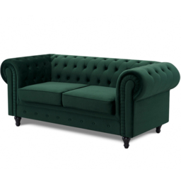 Home Detail Chesterfield 2 Seater Pleat Green Velvet Sofa - Wilko - thumbnail 3